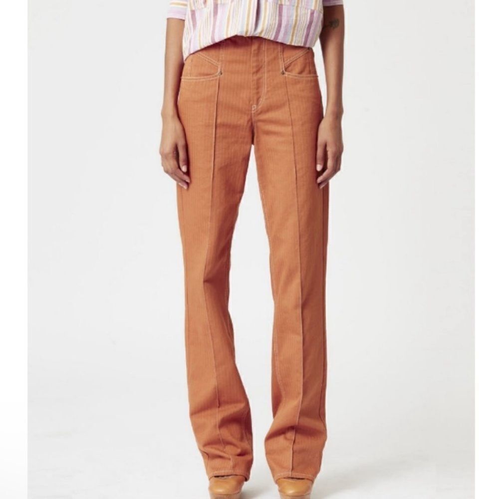 Isabel Marant Lirokae Striped Twill Straight-Leg Pants